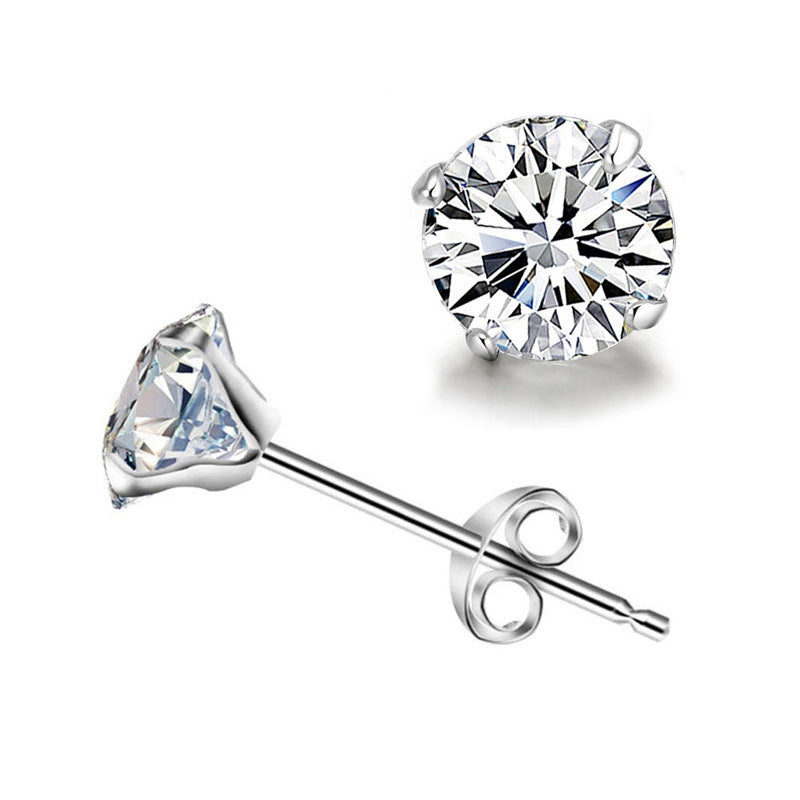 Sterling Silver and 3.00 CTTW Genuine Crystal Round Stud Earring