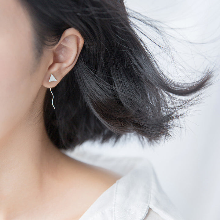 Sterling Silver Triangle with Spiral Pull-Through Earring