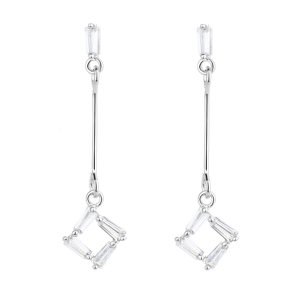 Swarovski Crystal Drop Baguette Sterling Silver Earrings