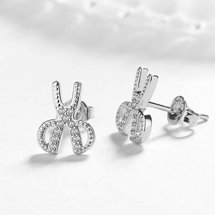 Sterling Silver Scissor Stud Earrings crystals from Swarovski