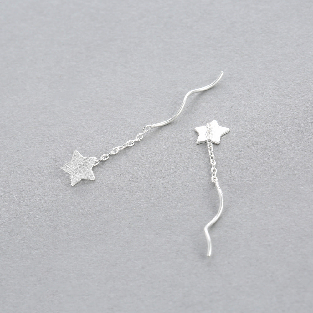 Sterling Silver Star Pull-Through Earrings