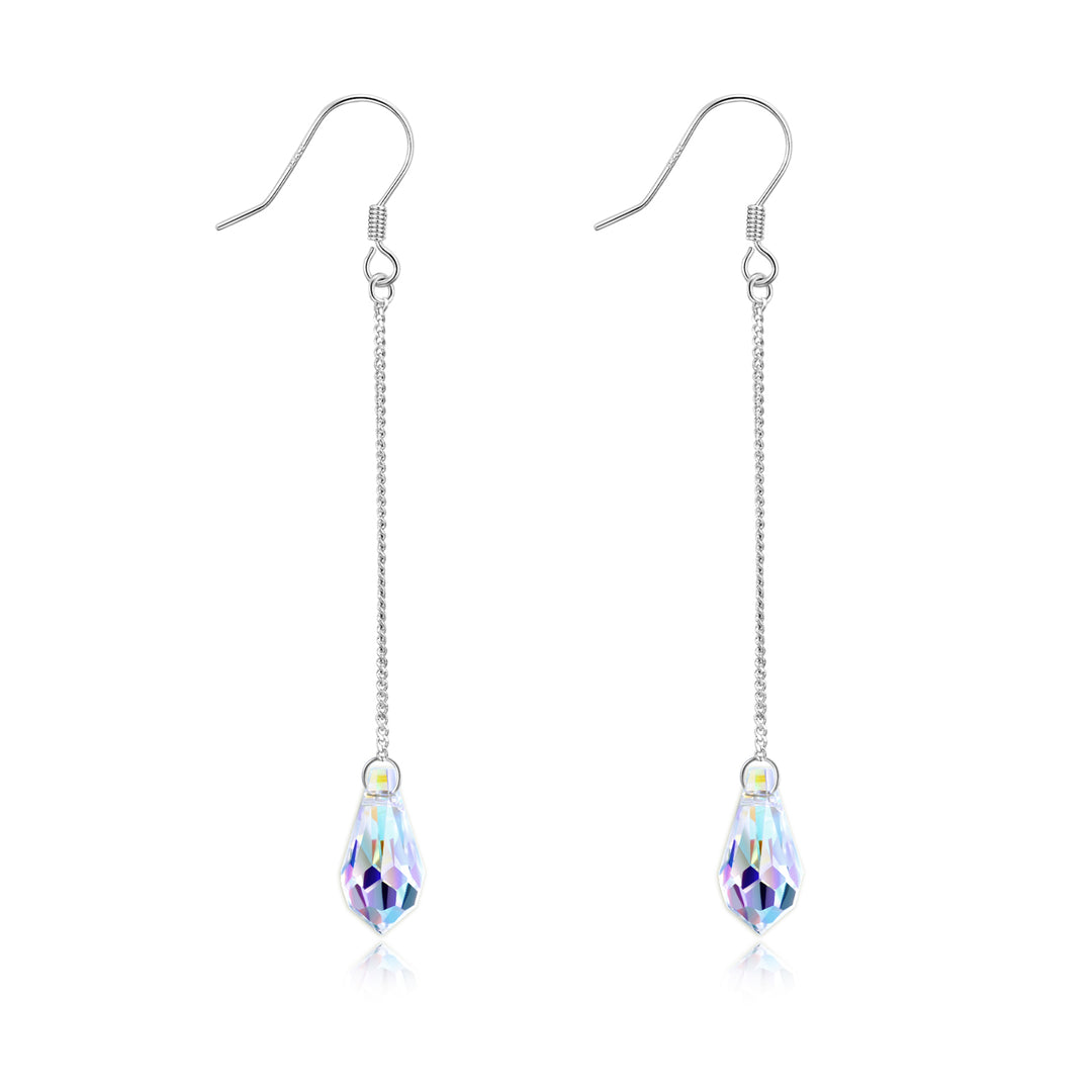 Aurora Borealis and Sterling Silver Water Drop Earrings