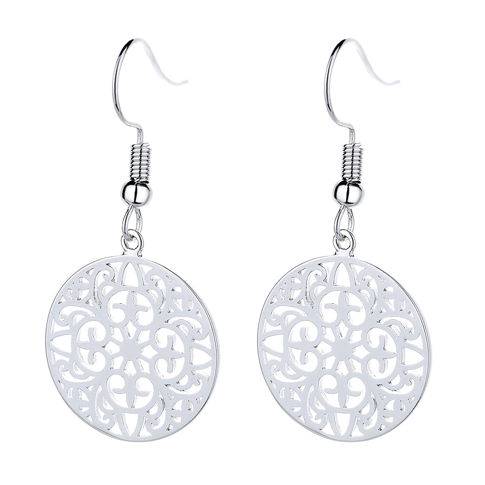Sterling Silver Filgiree Hook Drop Earring