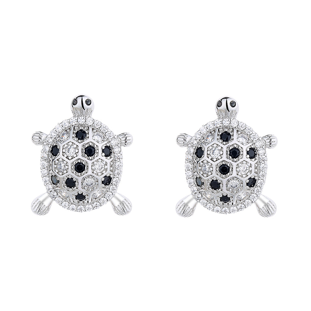 Sterling Silver Turtle Earrings with Preciosa Crystals
