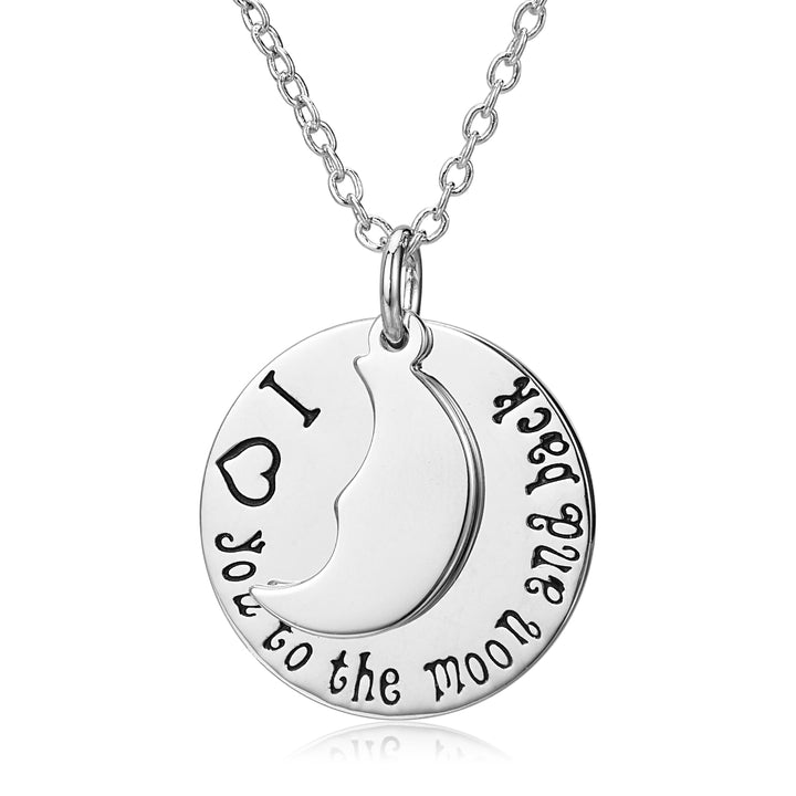 Vintage-Inspired "I Love you to the moon and back" Necklace in Rhodium