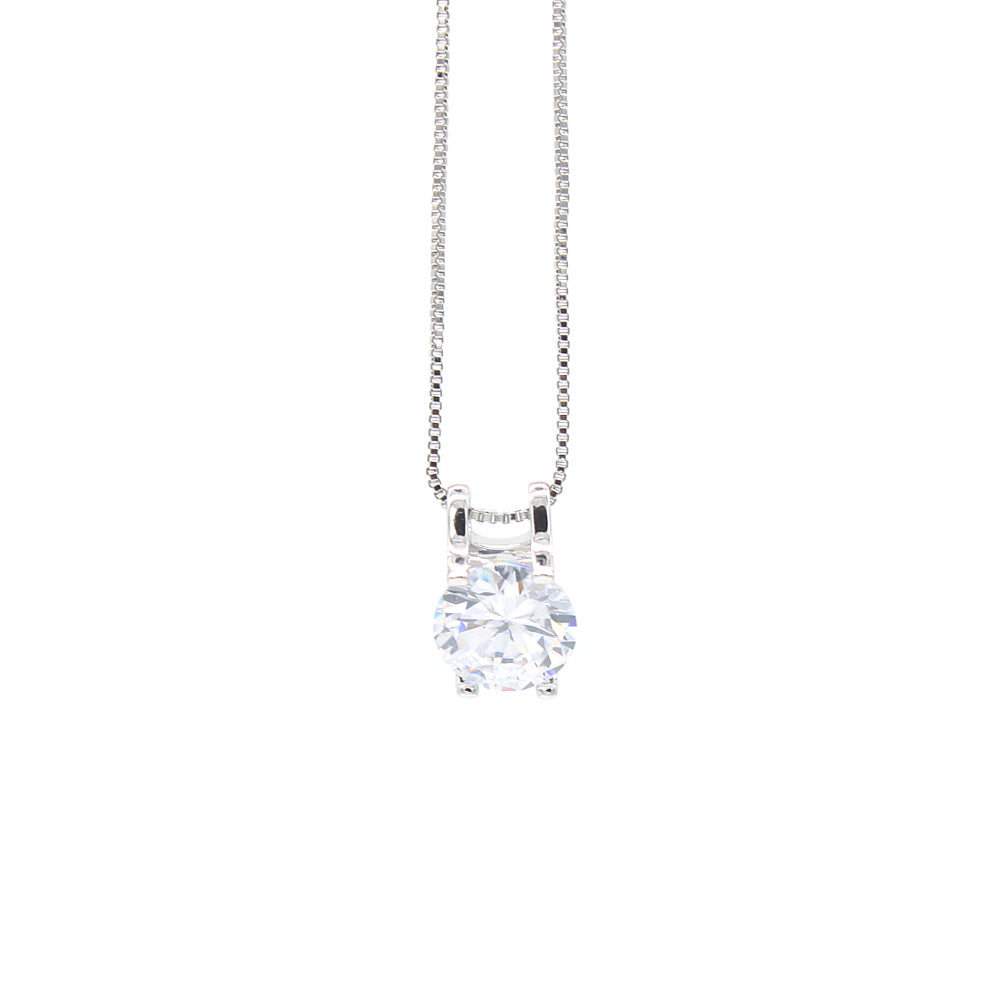 3.87 CTTW Solitaire  Crystal Pendant Necklace