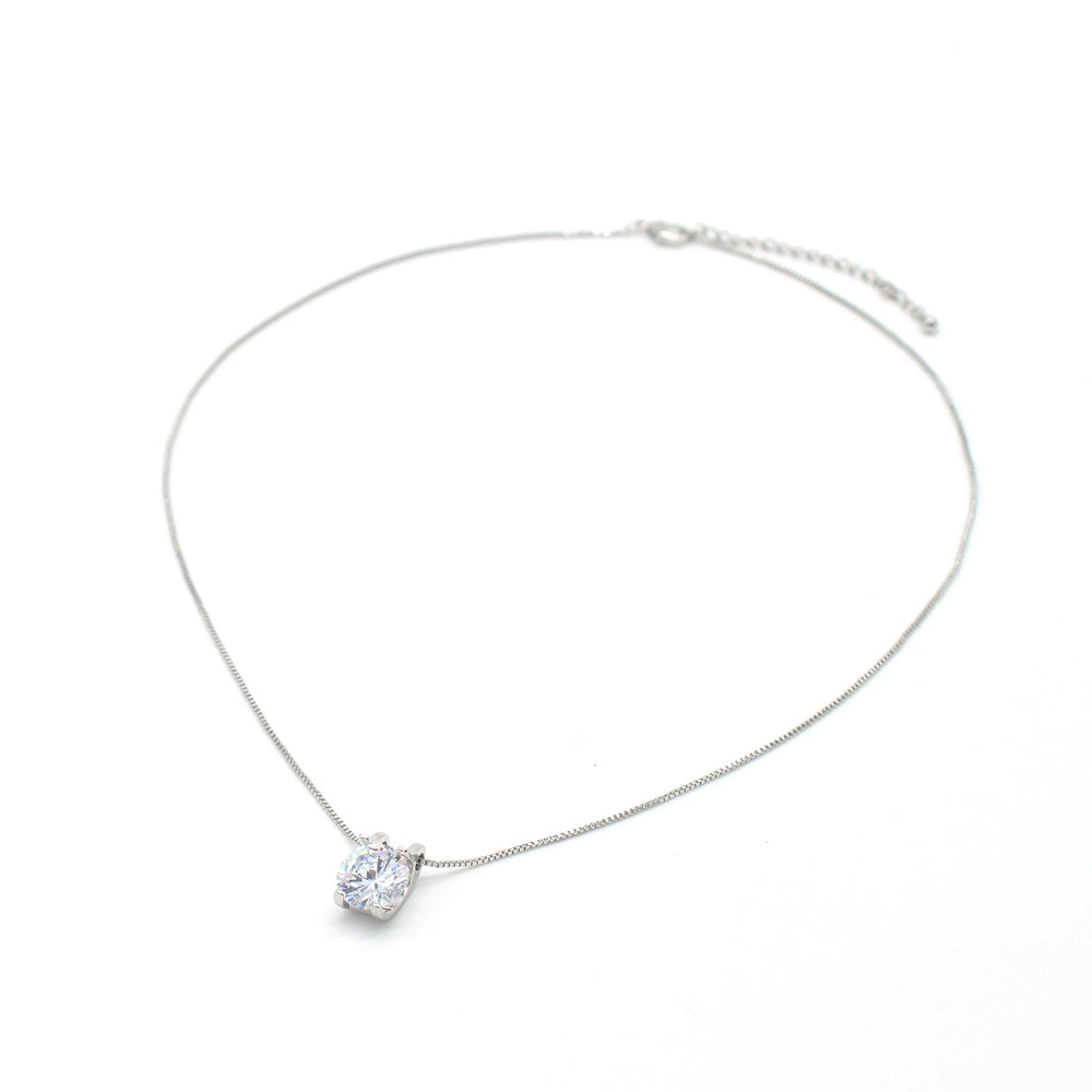 3.87 CTTW Solitaire  Crystal Pendant Necklace