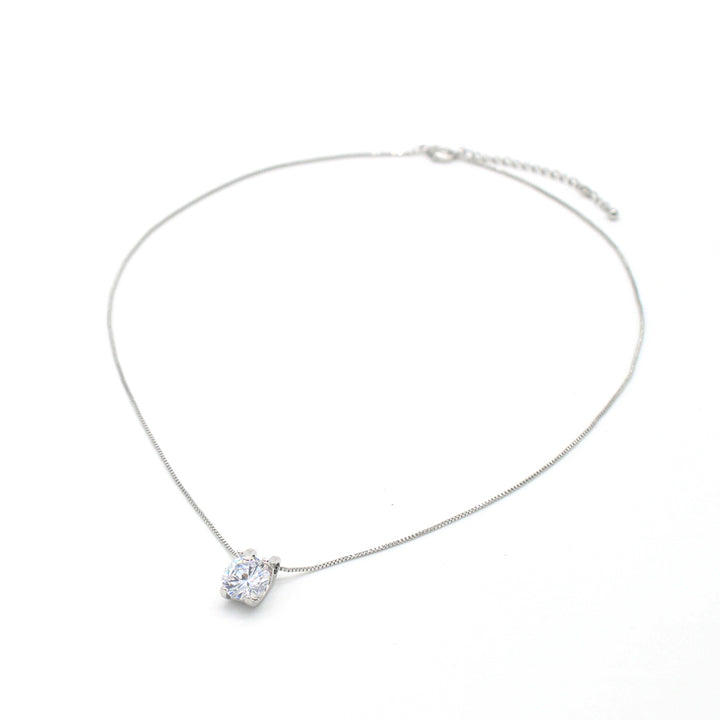 3.87 CTTW Solitaire  Crystal Pendant Necklace