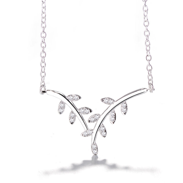 Sterling Silver Genuine Crystal Leaf Necklace