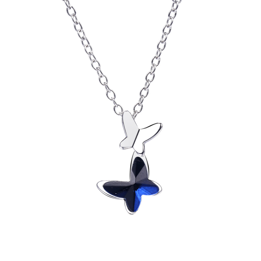 Sterling Silver and Swarovski Crystal Butterfly Pendant Necklace