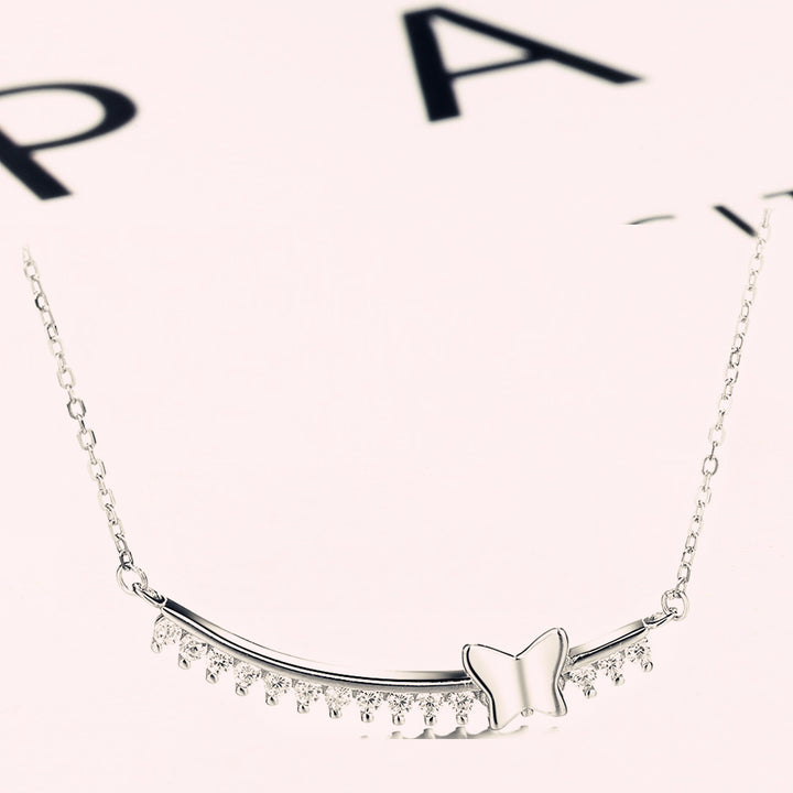 Sterling Silver Butterfly perched on Branch Necklace