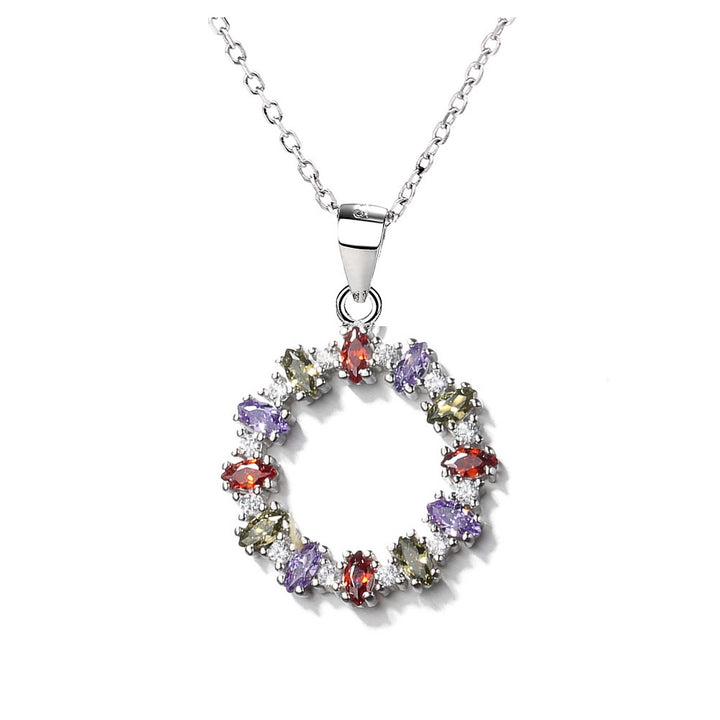 Sterling Silver Mutli-Colored Wreath Pendant Necklace