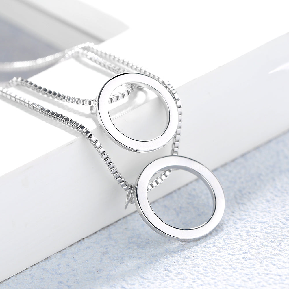 Sterling Silver Minimalist Two Layer Pendant Necklace