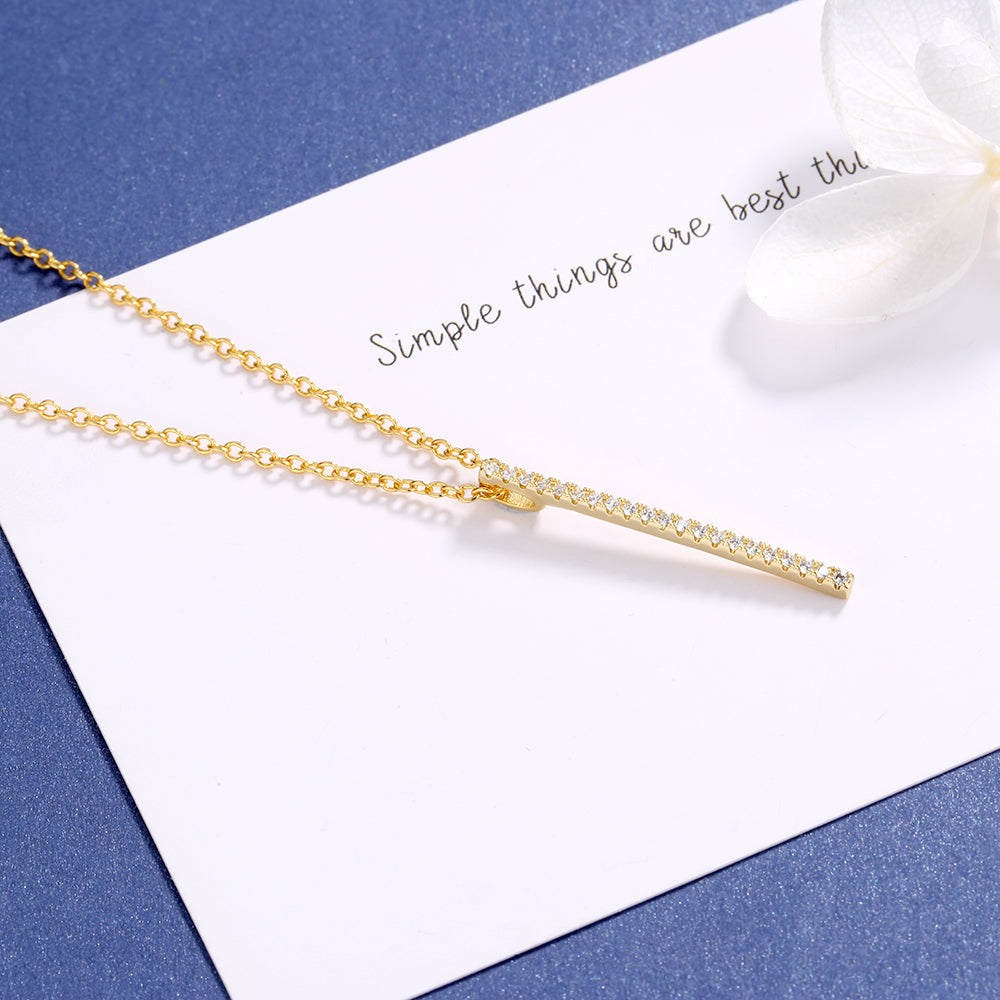 Sterling Silver Bar Necklaces with Crystals