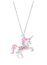 Sterling Silver Unicorn Pendant Necklace with Swarovski Crystals