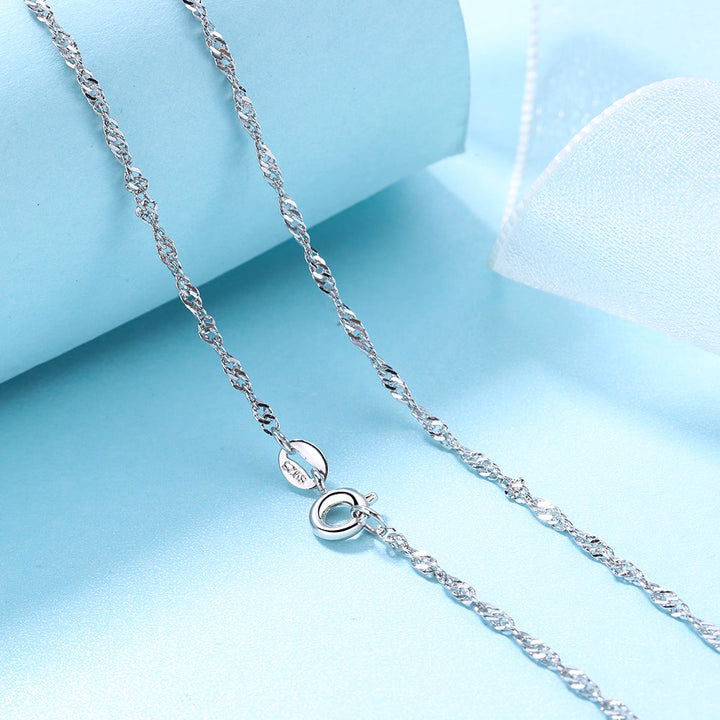 14K White Gold Wave Chain Necklace