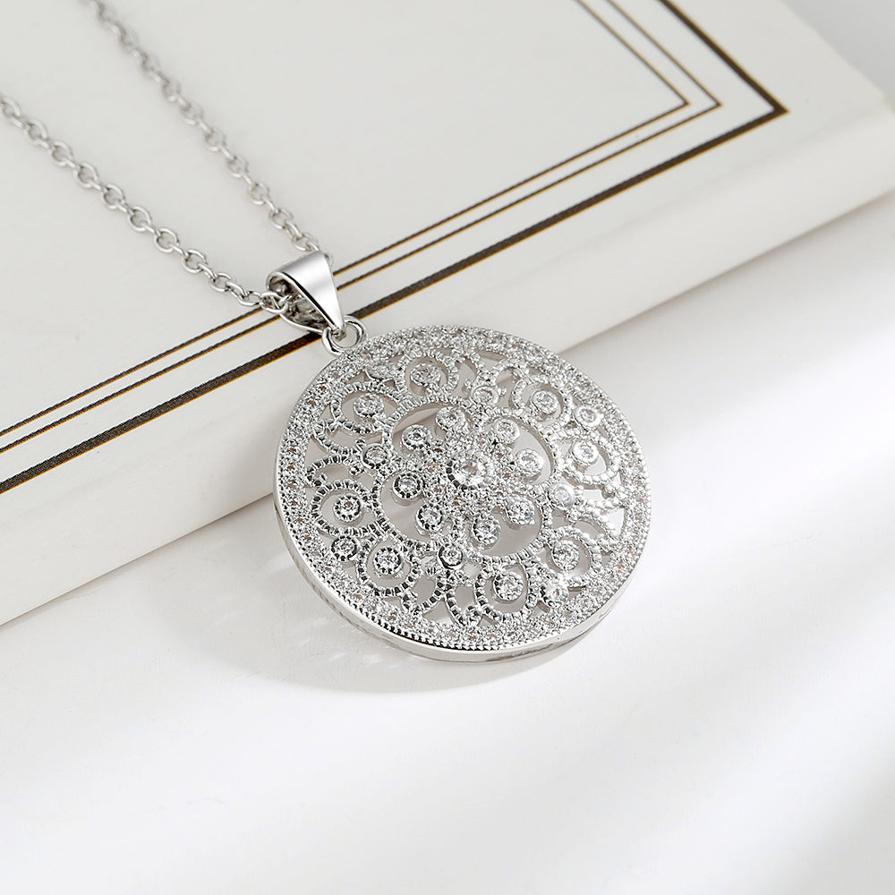 Sterling Silver Filigree Pendant Necklace with crystals from Swarovski