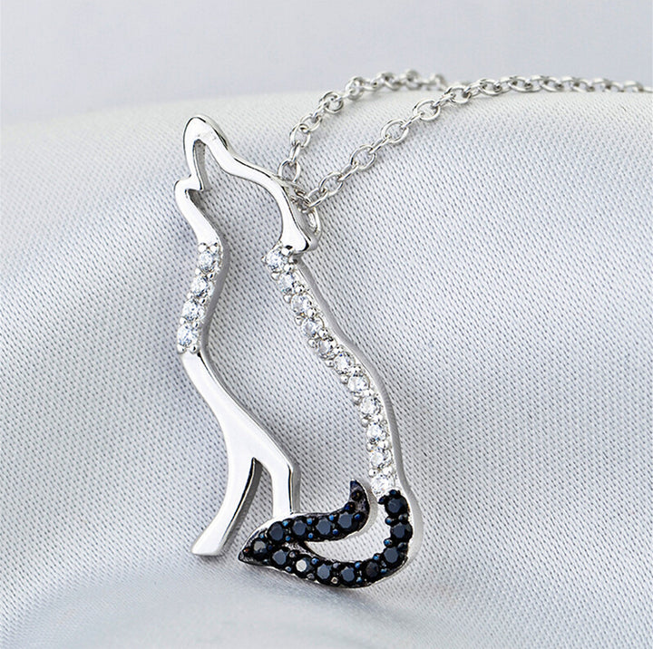 Sterling Silver Fox Pendant with Crystals