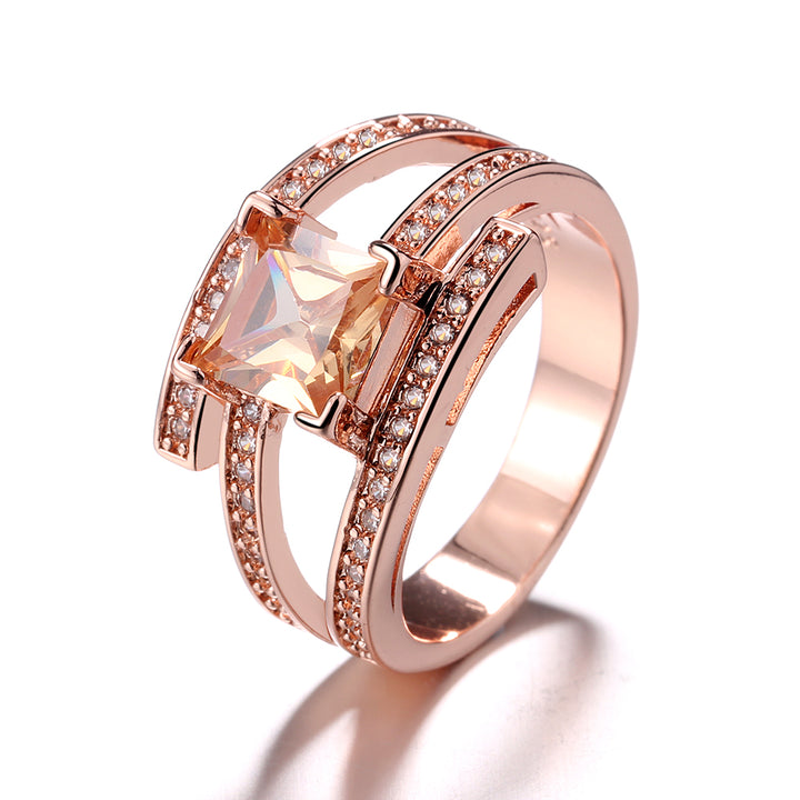 18K Rose Gold Champagne Cubic Zirconia Cocktail Ring