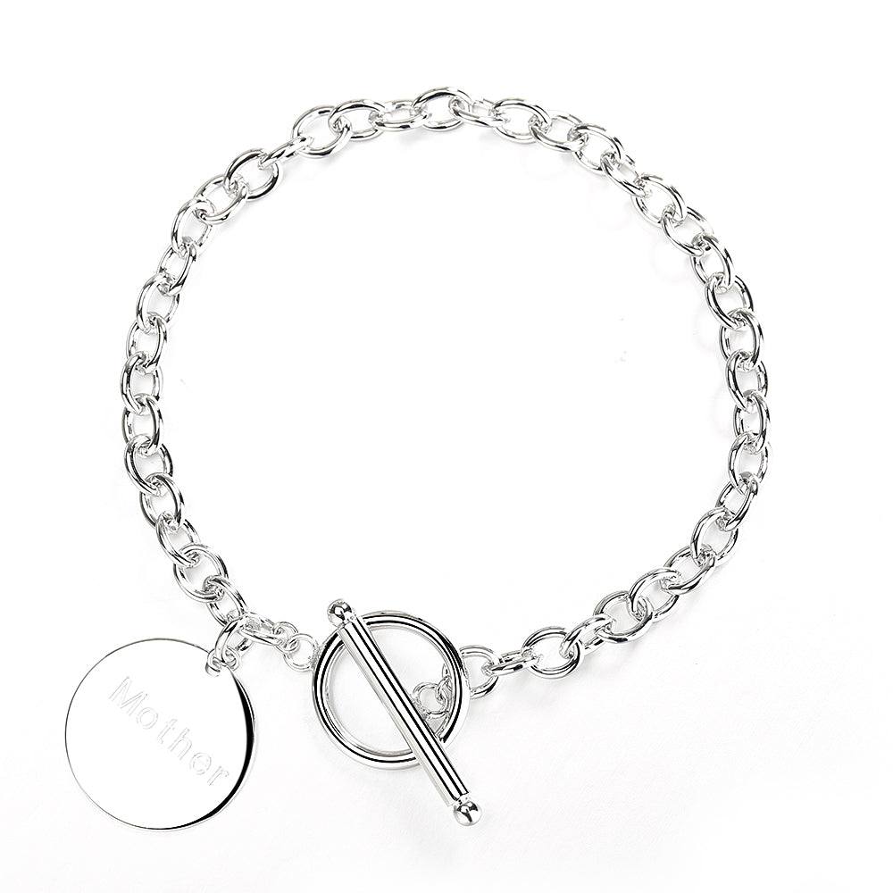 Inspirational Toggle Bracelets in 14K White Gold -Daughter or Mother