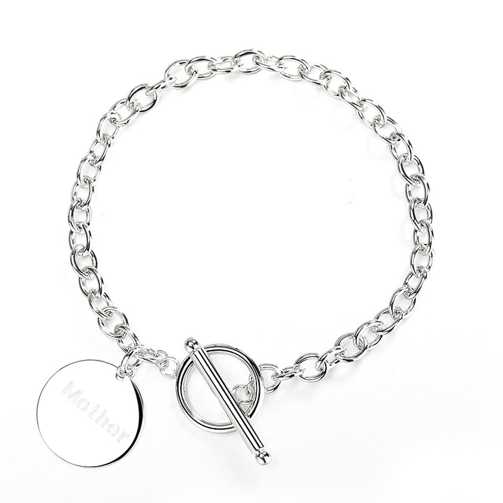 Inspirational Toggle Bracelets in 14K White Gold -Daughter or Mother