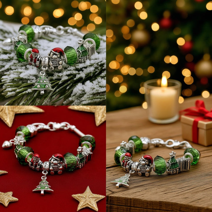 Murano and Simulated Diamond Christmas Bracelet