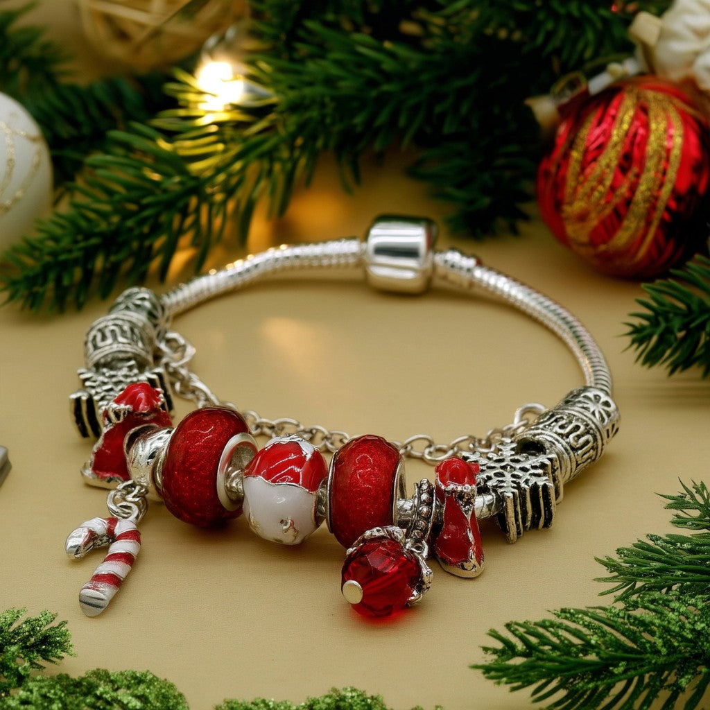 Murano and Simulated Diamond Christmas Bracelet