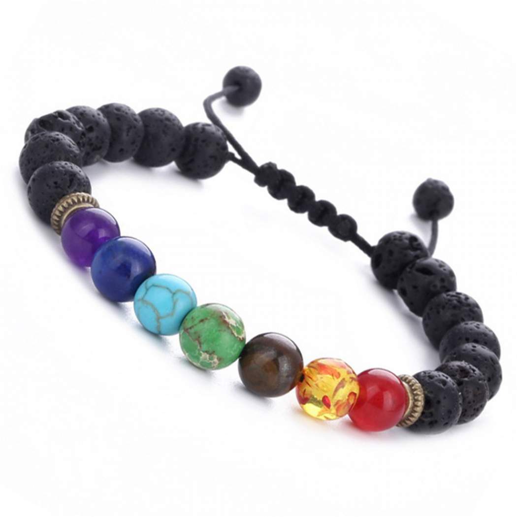 7 Genuine Chakra Healing Natural Stone Adjustable Bead Bracelet