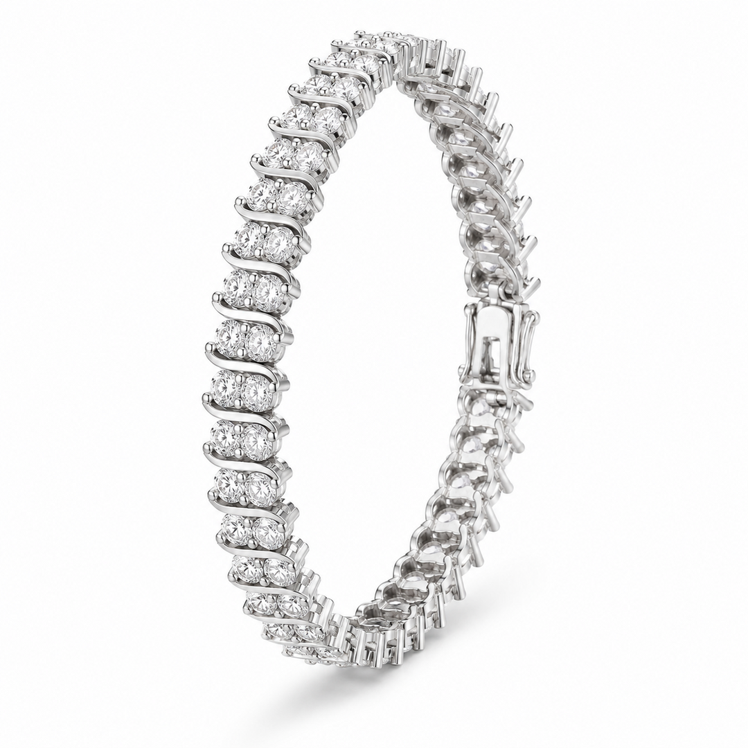 18K Gold Tennis Bracelet with Simulated Diamonds