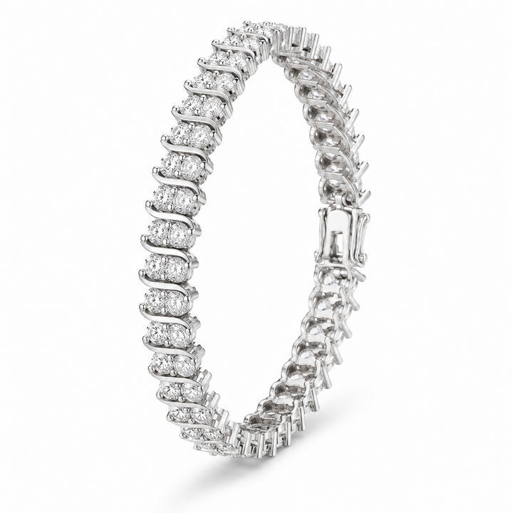 18K Gold Tennis Bracelet with Simulated Diamonds
