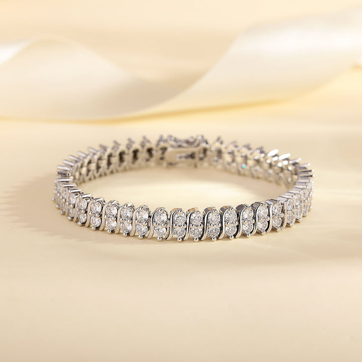 18K Gold Tennis Bracelet with Simulated Diamonds