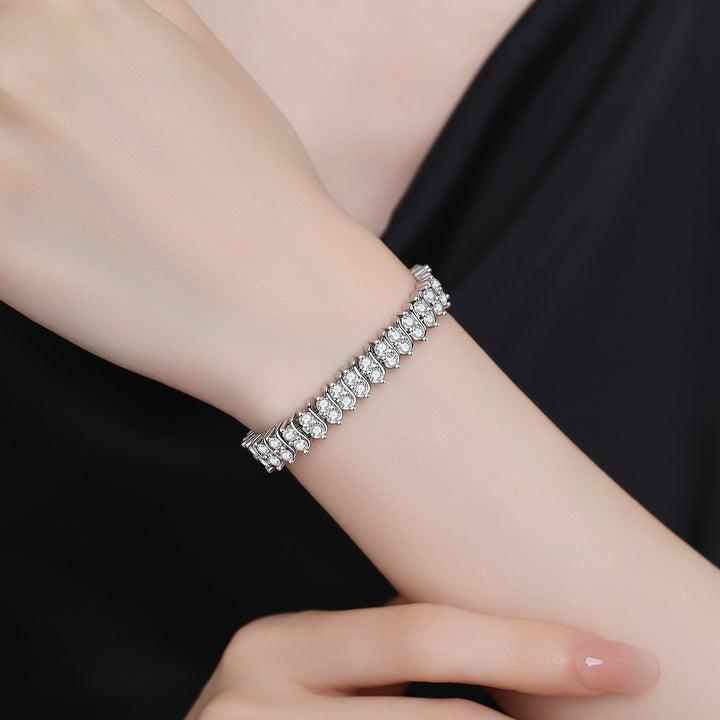 18K Gold And White Gold Plated With Simulated Diamond Tennis Bracelet