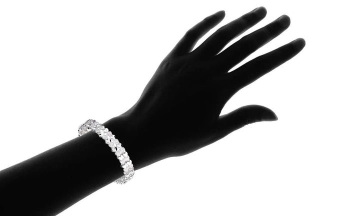 18K Gold Diamond Cut Two Row Heart Bracelet