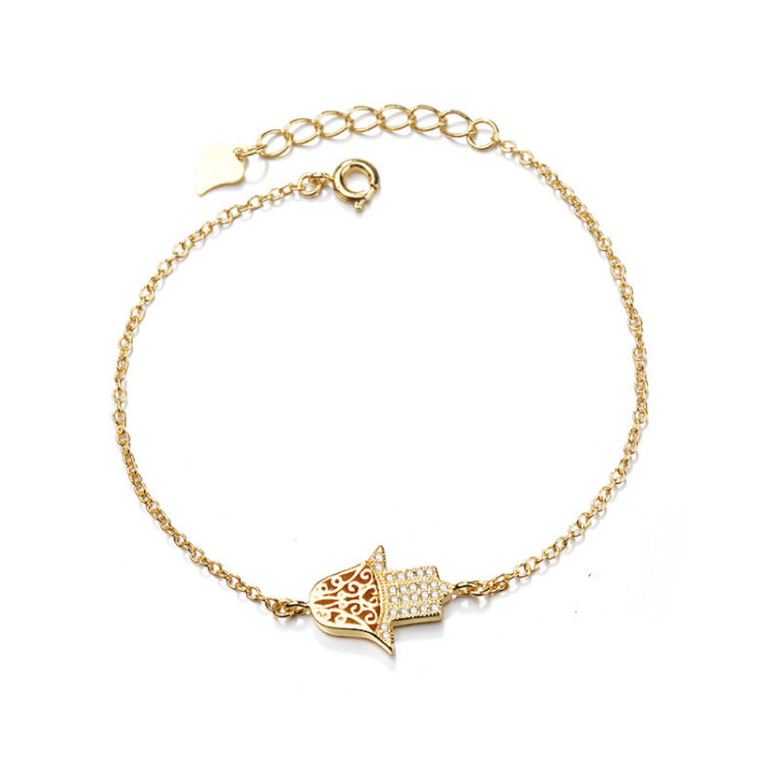 Amy and Annette 18K Gold Hamsa Bracelet