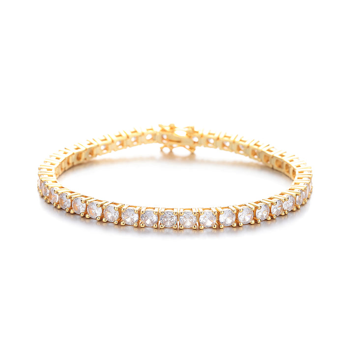 18K White And Yellow Gold Simulated Diamond Tennis Bracelet