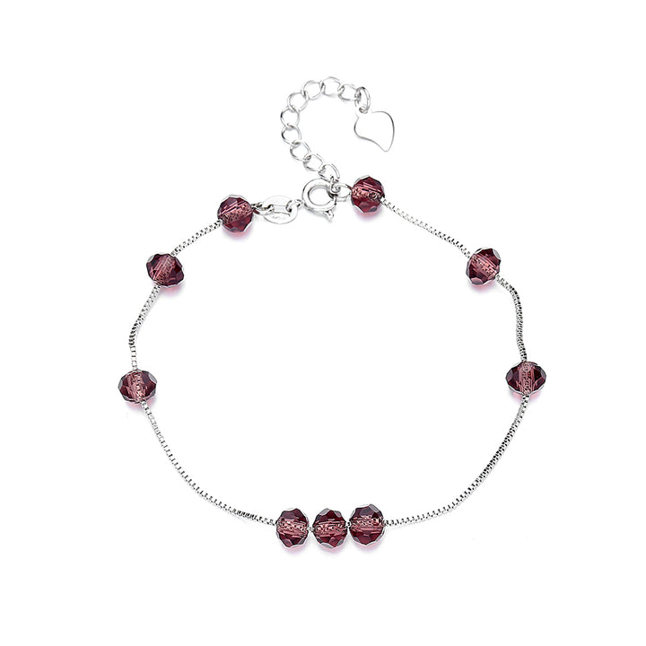 14K White Gold Garnet Gemstone Bracelet