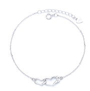 14K White Gold Interlocking Heart Bracelet