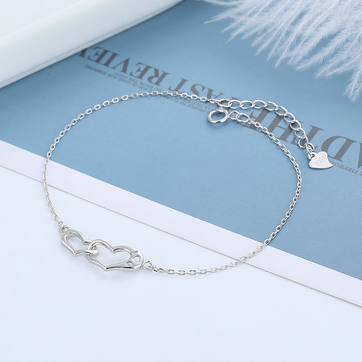 14K White Gold Interlocking Heart Bracelet