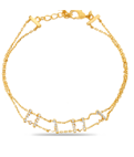 18k Gold And Sterling Silver Double Layer Bracelet with Swarovski Crystals