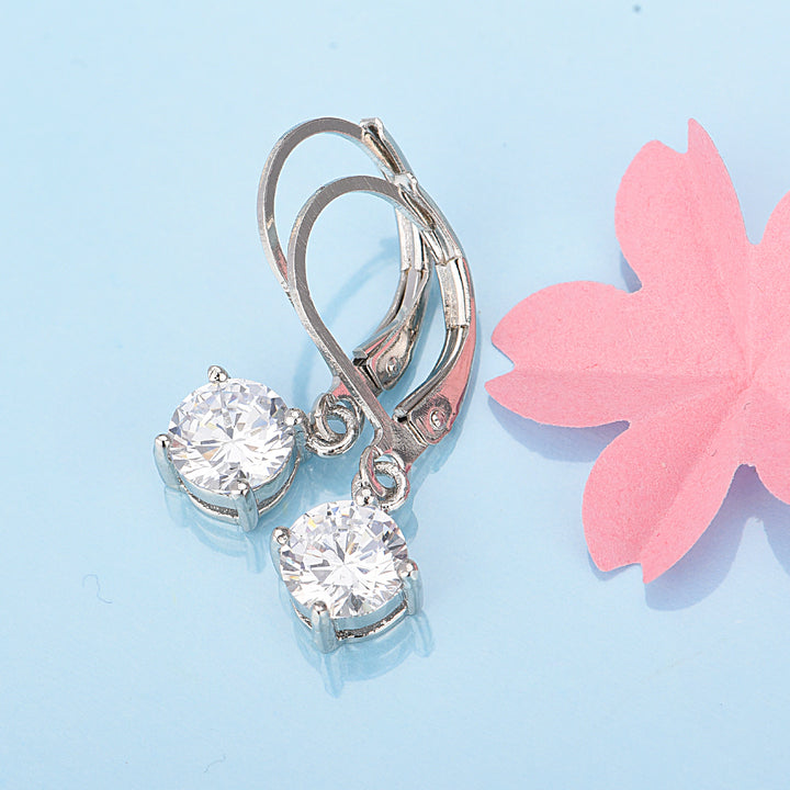 Swarovski Crystals Leverback Earrings in 18K White Gold
