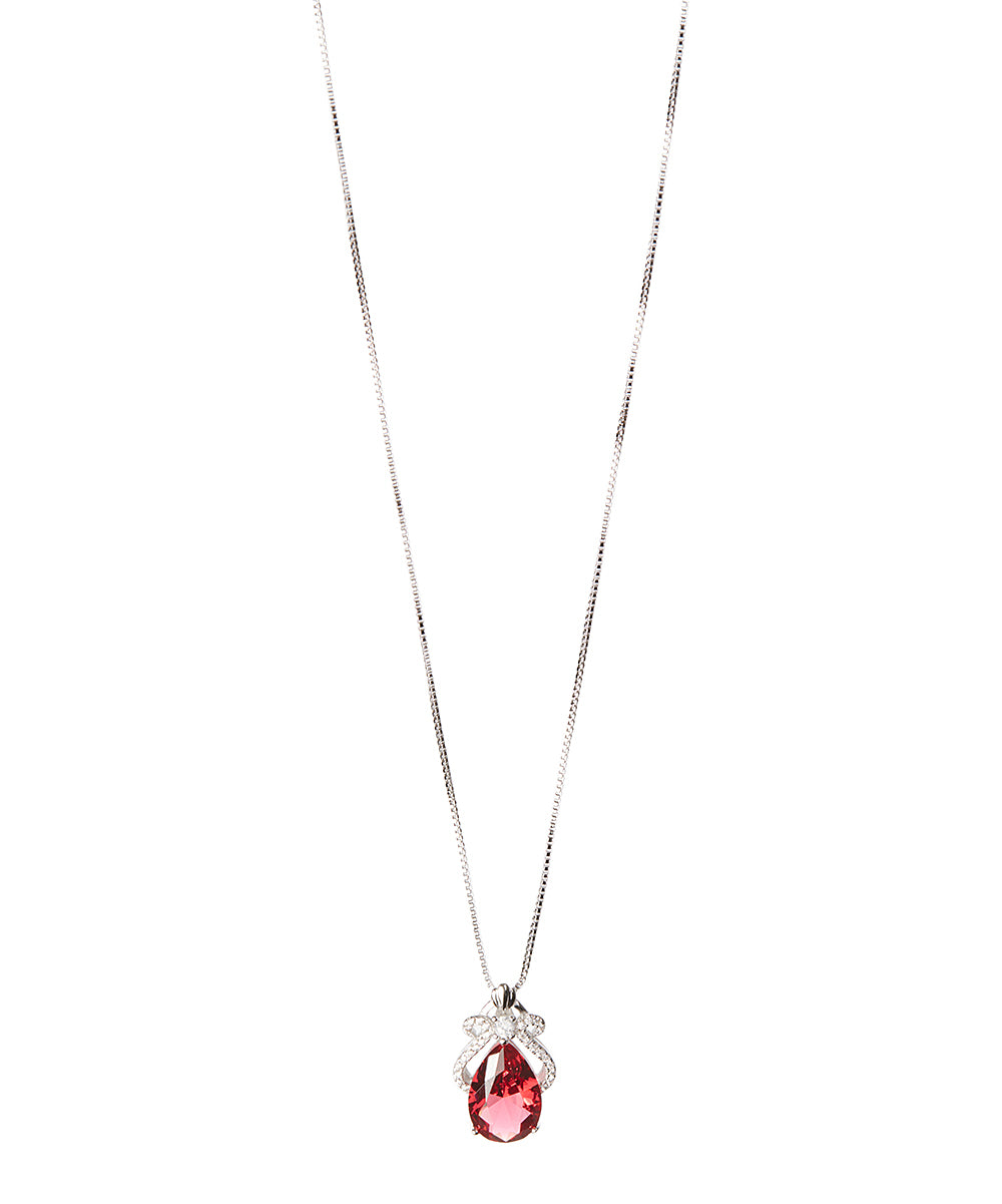 4.00 CTTW Ruby or Sapphire Crown Necklace in 14K White Gold