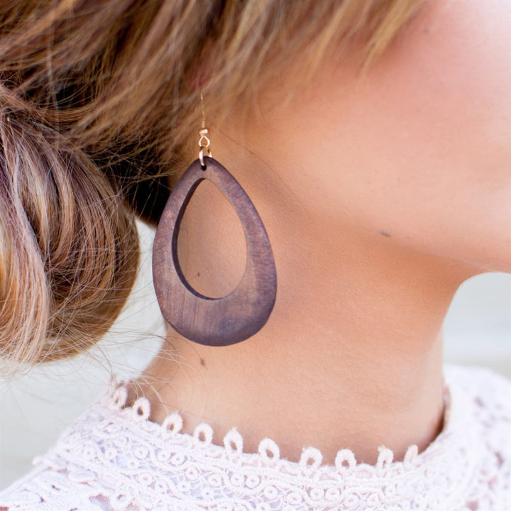 Wood Dimond Cut-Out Earring