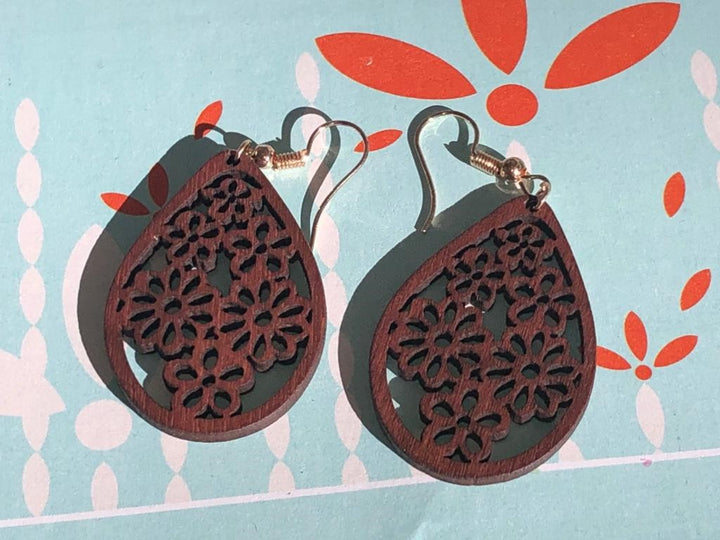 Wood Dimond Cut-Out Earring
