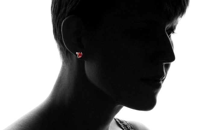 18K Gold and Ruby Stud Devil Earrings