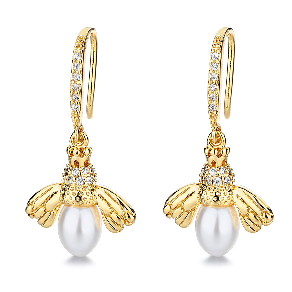 Fresh Water Pearl Bee Earrings