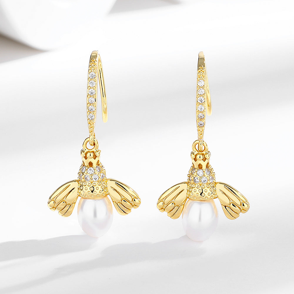 Fresh Water Pearl Bee Earrings