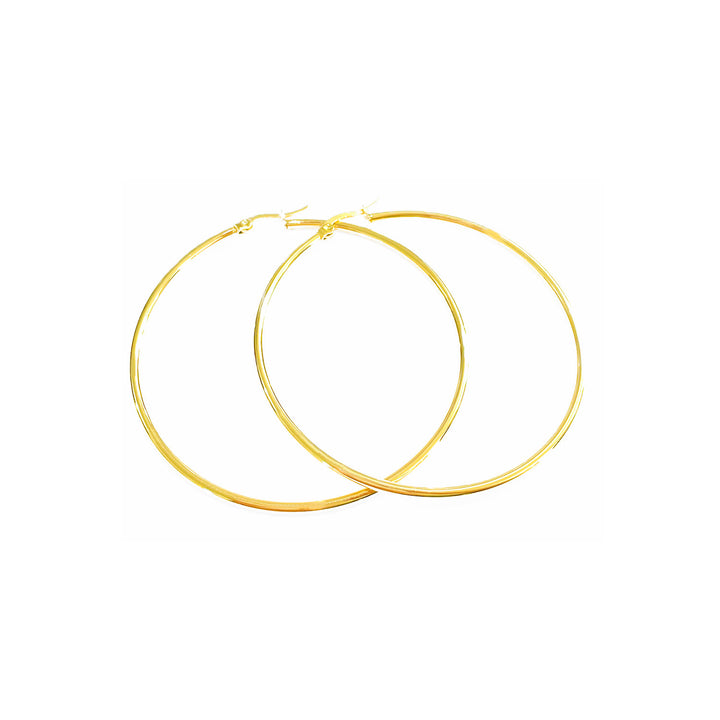 14K Gold Extra Large Hoop Earring with French Lock Closure (60mm)