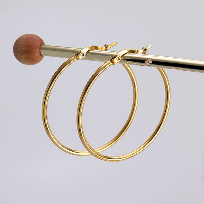 14K Gold Extra Large Hoop Earring with French Lock Closure (60mm)