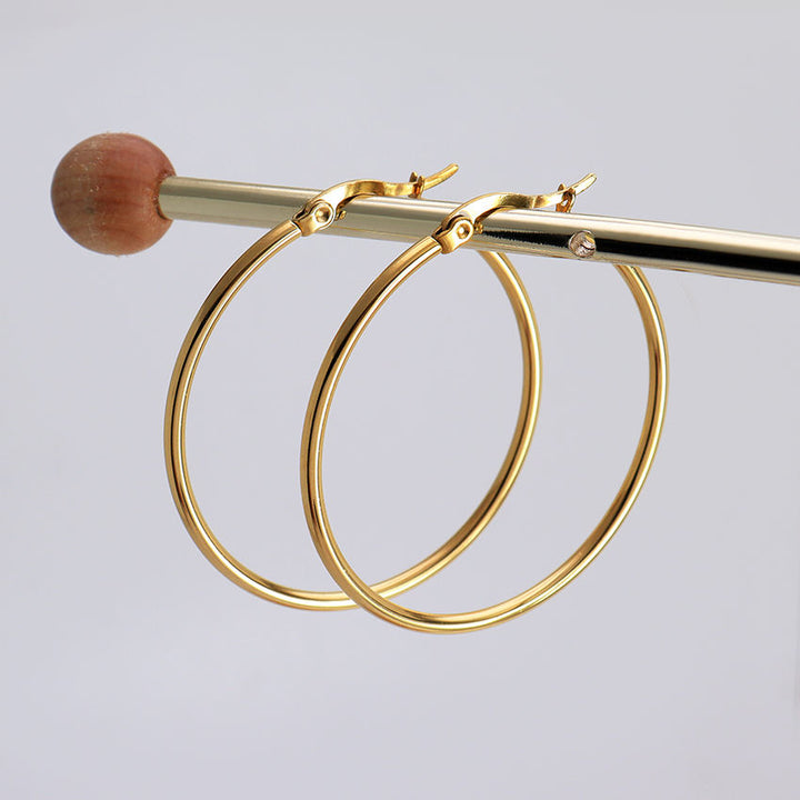 14K Gold Extra Large Hoop Earring with French Lock Closure (60mm)