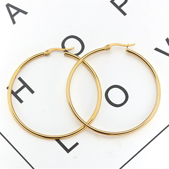 14K Gold Extra Large Hoop Earring with French Lock Closure (60mm)